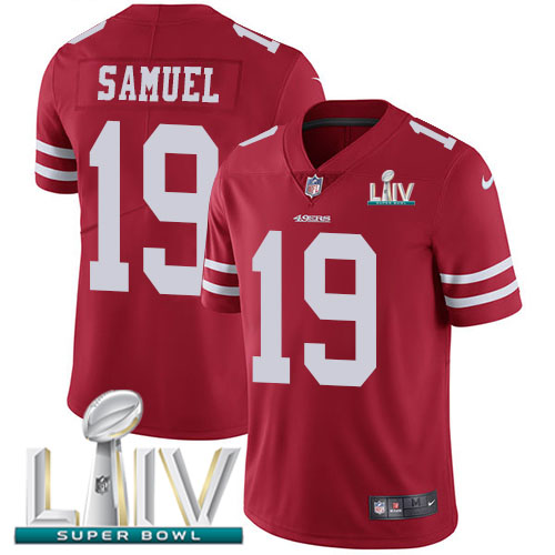 San Francisco 49ers Nike #19 Deebo Samuel Red Super Bowl LIV 2020 Team Color Youth Stitched NFL Vapor Untouchable Limited Jersey